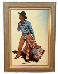 1986 Working CowHand by L. Benjamin Porter Oil on Panel