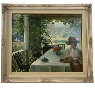 On the Terrace -Original Oil Painting by W. Sallman