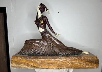 Huge Art Deco Bronze Woman Sculpture