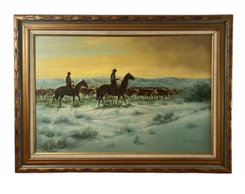 Western Sunset Oil Painting by W. Tony