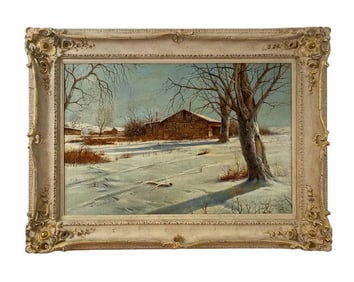 Landscape Cabin Oil Painting on Canvas by Roy Reece
