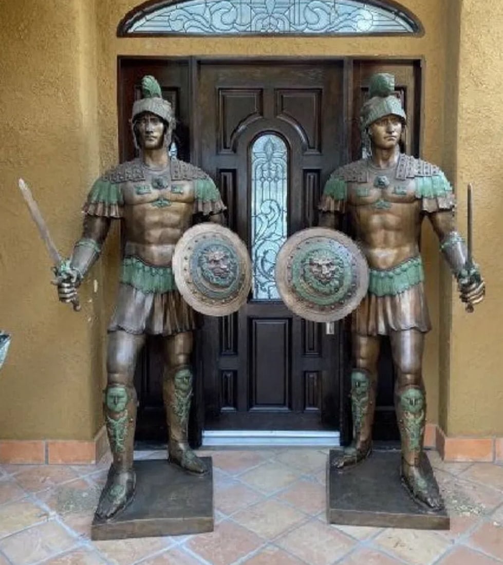 Monumental Life Size Bronze Roman Soldiers Guardian