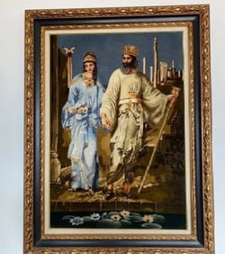 Handmade Pictorial Persian Queen and King Rug