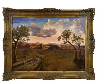 1986 Moving through Grand Canyon Landscape Oil Painting by Maurice Green
