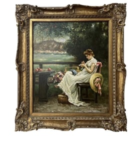 Woman Reading a Letter - Oil on Canvas
