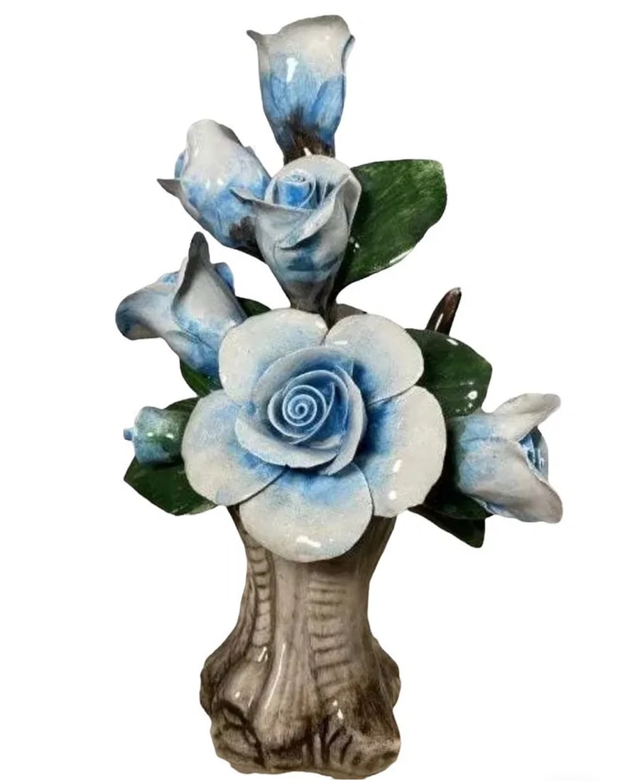 Italian Capodimonte Porcelain Flowers: Porcelain - Made in Italy - Measurements: 9 in H x 6 in L