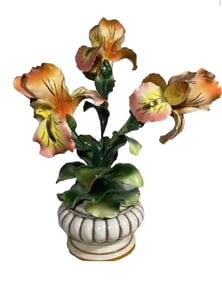 Large Orquids Italian Capodimonte Porcelain Flowers