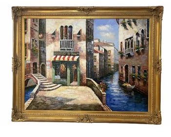 Huge Venice Scene Oil on Canvas Painting