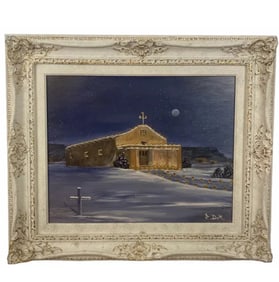 1988 Adobe Church Painting by J. Dolk