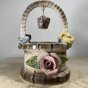 Italian Capodimonte Porcelain Wishing Well