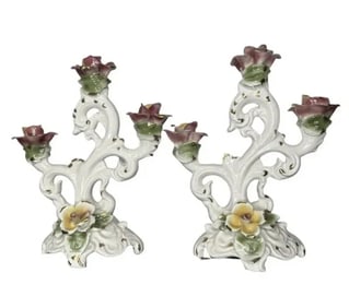 Pair of Italian Capodimonte Candelabras