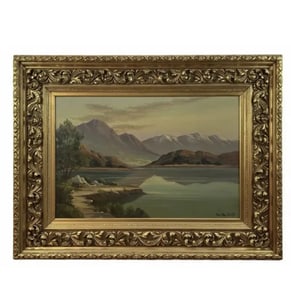 Large Serene Highlands oil on Canvas Painting by Oliver Glen Barret