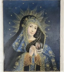 Virgen Oil on Canvas Painting