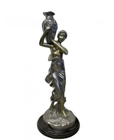Large Bronze Woman Sculpture After Auguste Moreau