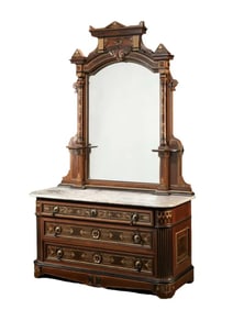 19th Century Renaissance Revival Table and Mirror