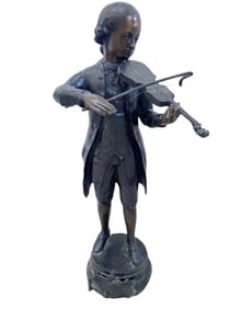 Large Bronze Mozart Playing The Violin Statue