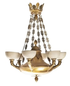 19th French Empire-style bronze chandelier
