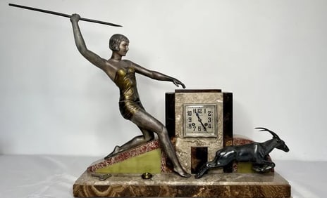 Art Deco Monumental Bordsur Comptoir General M. Schnerb Clock