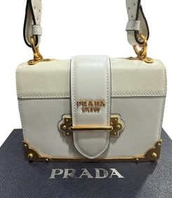Prada Cashier White Leather Crossbody Bag