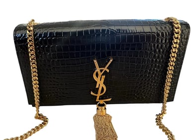 YSL Crossbody Bag in Croc-Embossed