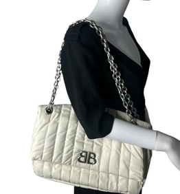 Balenciaga Women's White Monaco Medium Leather Shoulder Bag