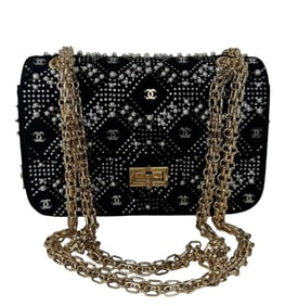 CHANEL Classic Strass Mini Rectangular Velvet and Pearls with Gold Hardware