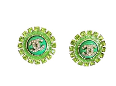 Chanel Green Earrings
