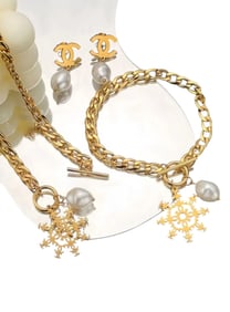 Chanel Gold Necklace Earrings and Bracelet