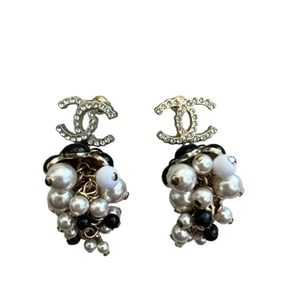 Chanel Faux Pearl, Gold Metal and Acrylic Fruit Glass Pearl Earrings