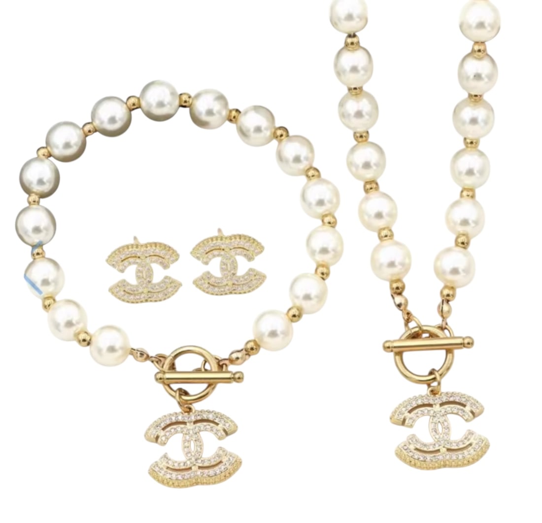 Chanel Necklace, Bracelet and Earrings set (1 of 1)