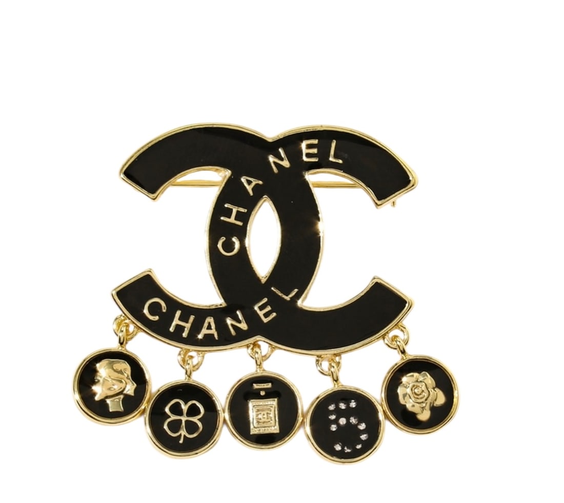 Chanel Black and Gold  Brooch (1 of 1)