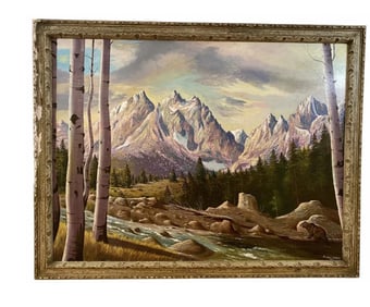 Landscape Oil on Panel Oil Painting by Maurice Green 1982