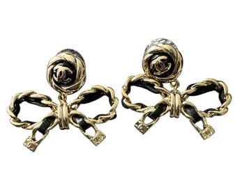 Chanel Gold and Black Earrings