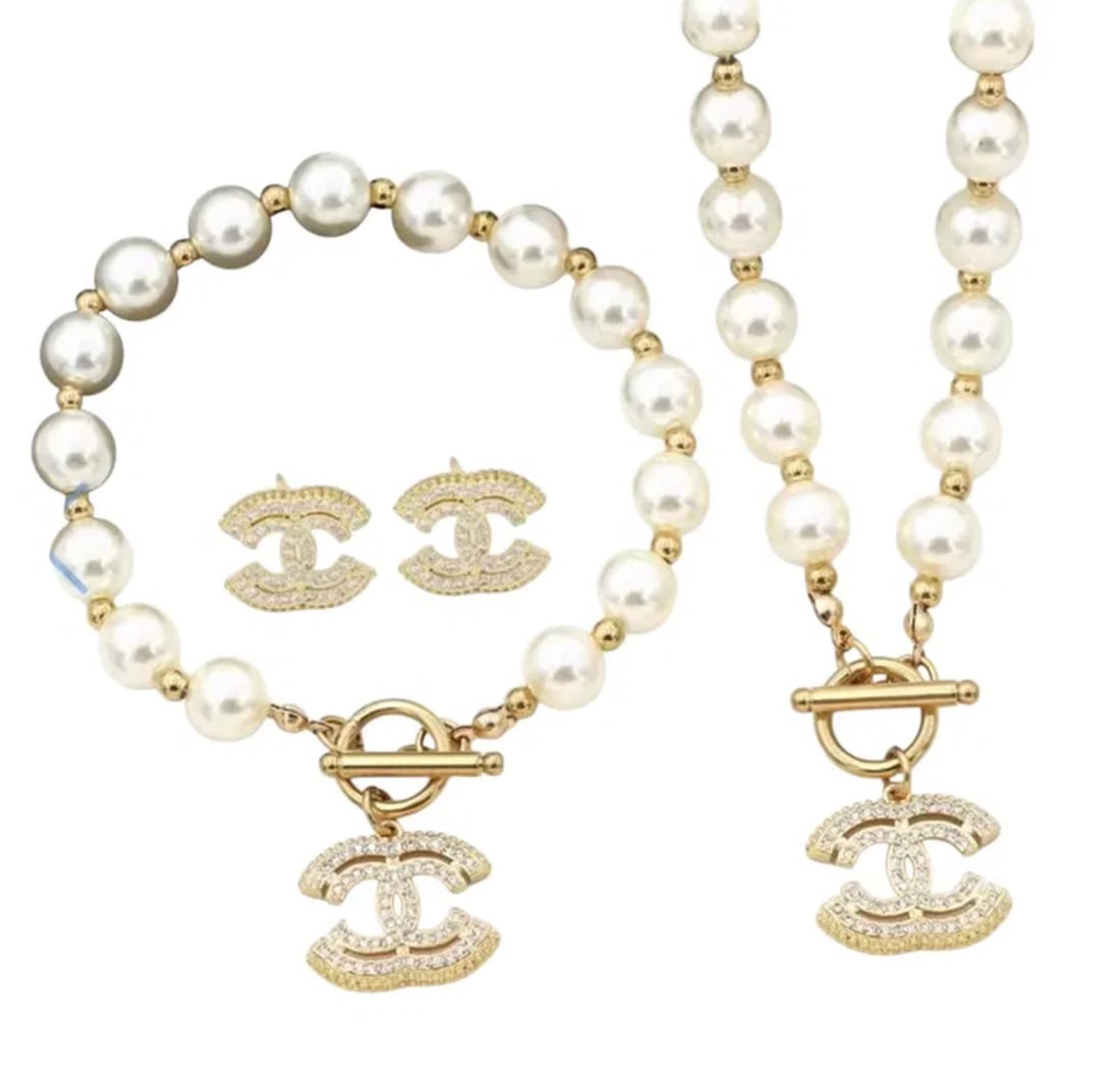 Chanel Necklace, Bracelet and Earrings set (1 of 1)