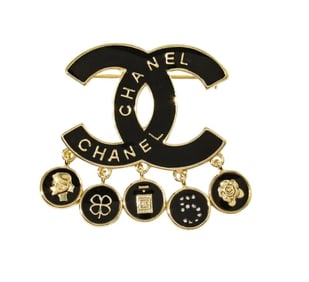 Chanel Black and Gold Brooch