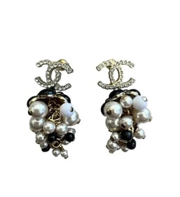 Chanel Faux Pearl, Gold Metal and Acrylic Fruit Glass Pearl Earrings
