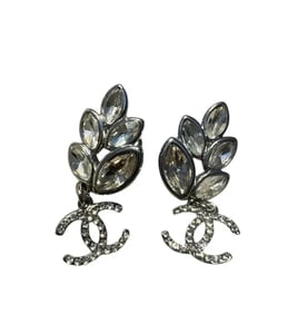 CHANEL CC Logo Crystal Earrings