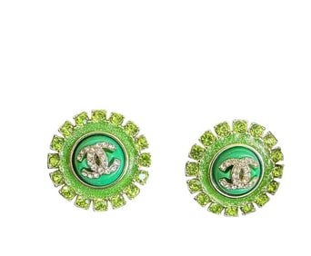 Chanel Green Earrings