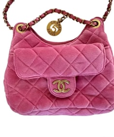 CHANEL Small Velvet Wavy CC Hobo Bag