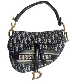 Dior Saddle Bag Blue Dior Oblique Embroidery Women