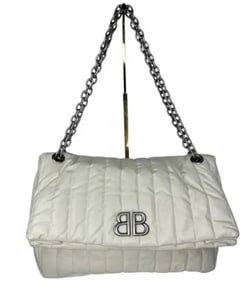 Balenciaga Women's White Monaco Medium Leather Shoulder Bag