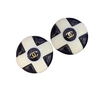 Chanel White and Black Earrings