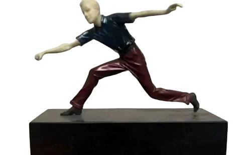 Art Deco Dancer Bronze Sculpture: 12.5 in x 12 in