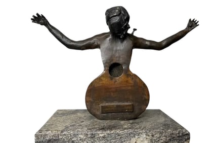 Salvador Dali Abstract Woman Guitar Bronze Sculpture