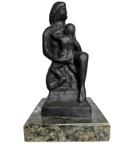 Abstract Figure Mother and Child Bronze Sculpture