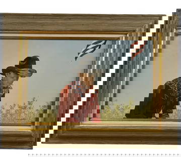 American Cowboy Oil on Panel by Walt Johnston: Frame: 34in L x 26 in L- Painting: 24 in L x 16 in H in ****** 1932-2018Simply put, Walt Johnston was a contemporary realist. He looked at everything in the most modern way, saw the underlying abstrac