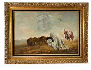 Indian Spirit - Oil Painting on Canvas - Signed