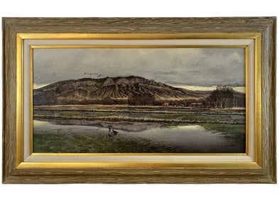 Landscape Mountain and Lake Oil Painting by Hector Morales