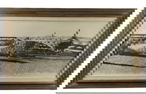 1984 Another Day Pencil Art Drawing by Walt Johnston: Frame: 45 x 25 in - Painting: 36 in L x 16 in H -Oil Painting by on Canvas. Walt Johnston ( 1932-2018) was a contemporary realist. He looked at everything in the most modern way, saw the underlying ab