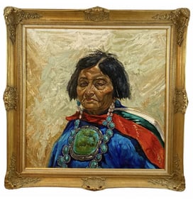 Large Native Woman Oil Painting